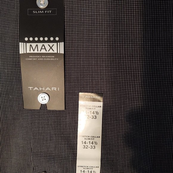 TAHARI SLIM FIT STRETCH NON-IRON MEN LONG SLEEVE DRESS SHIRT - 14-14.5 (32/33) - Picture 5 of 8